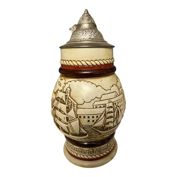 Vintage Avon Collectors Beer Stein with Pewter Lid – Nautical Ship Design - Picture 4 of 8